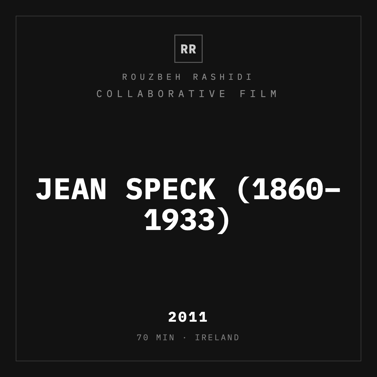 Jean Speck (1860–1933) (2011) — typographic plate, Rouzbeh Rashidi