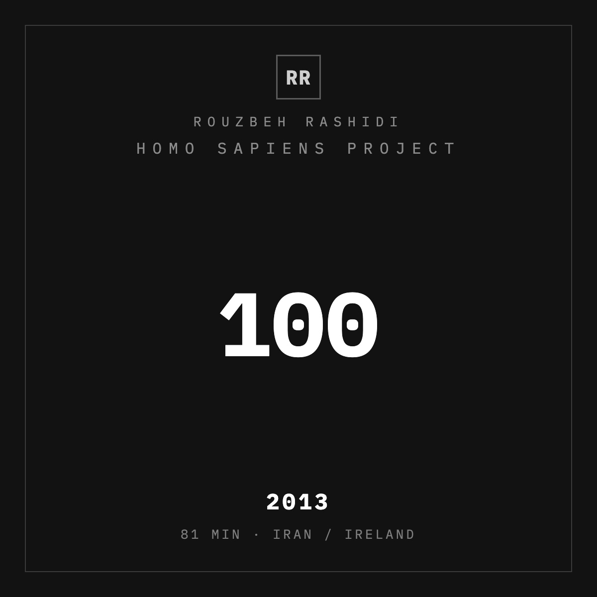 Homo Sapiens Project (100) — typographic plate, Rouzbeh Rashidi